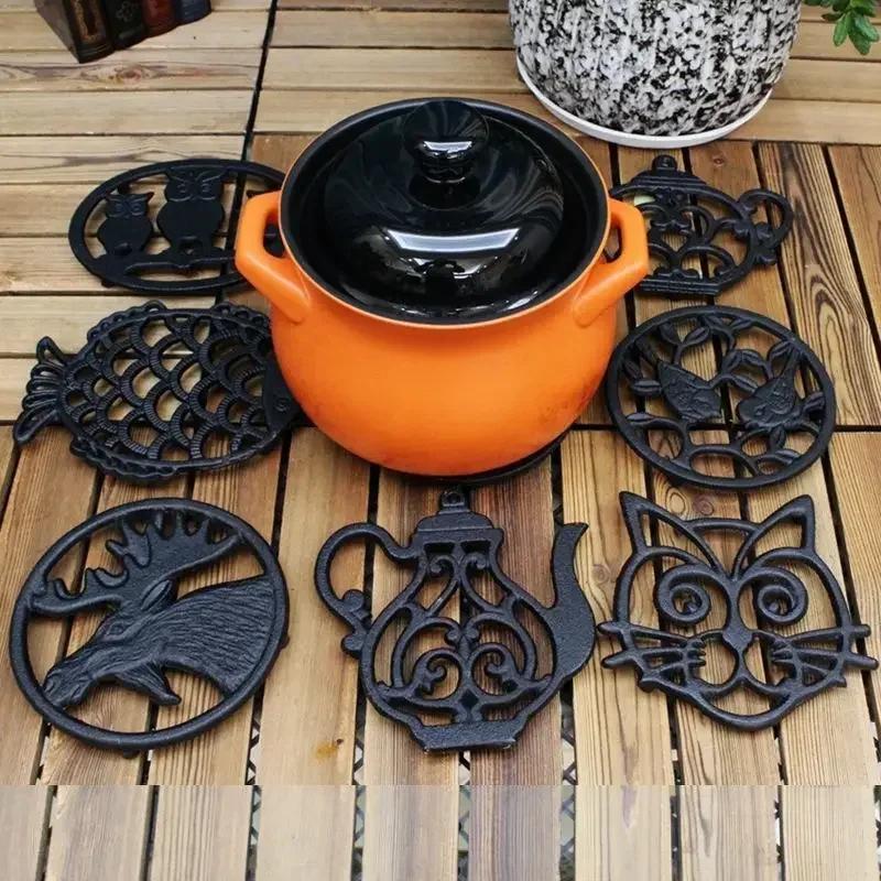 Owl Retro Decoration Ironwork Insulation Rack Water Kettle Style Household Cup Bowl Placemat Cast Iron Kitchen Plate Pot Mats
