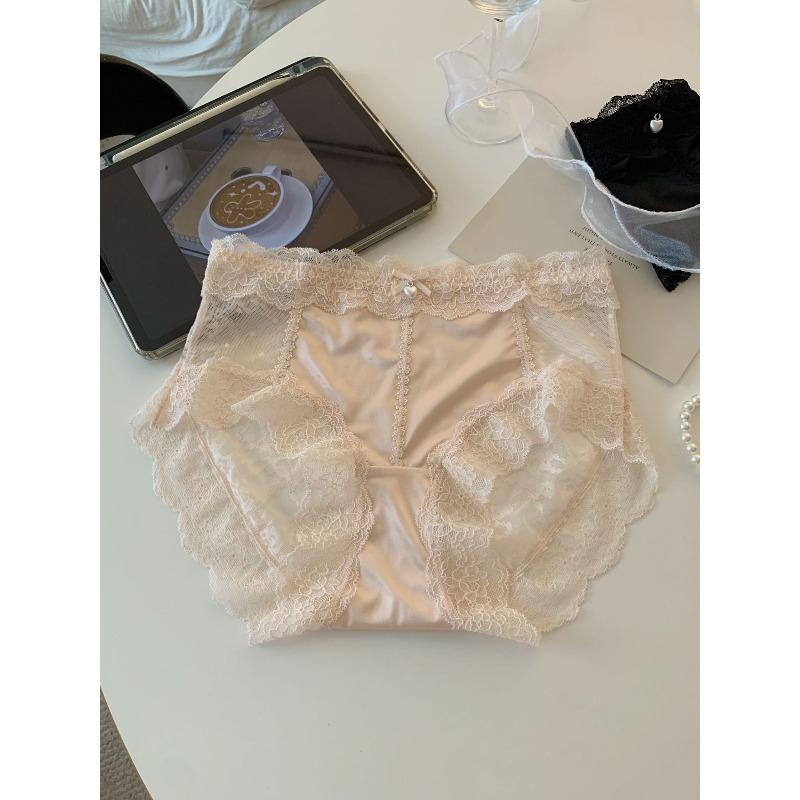 Lady Summer New Style Sexy Pure Desire Jacquard Lace Cotton Crotch Bag Hip Middle Waist Triangle Briefs