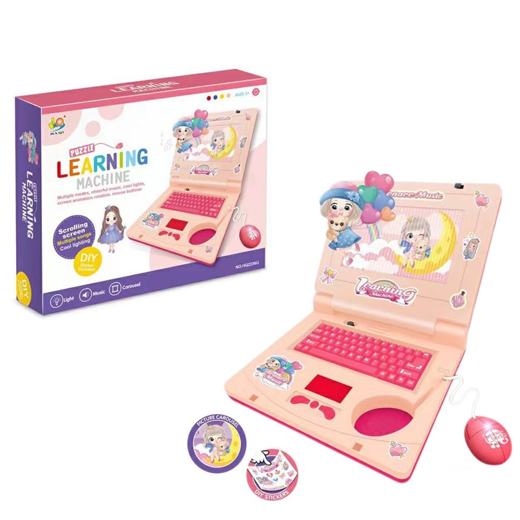 Kids Learning Computer With Music Cute Cartoon Design Attracts Kids. Home Preschool Learning Activities