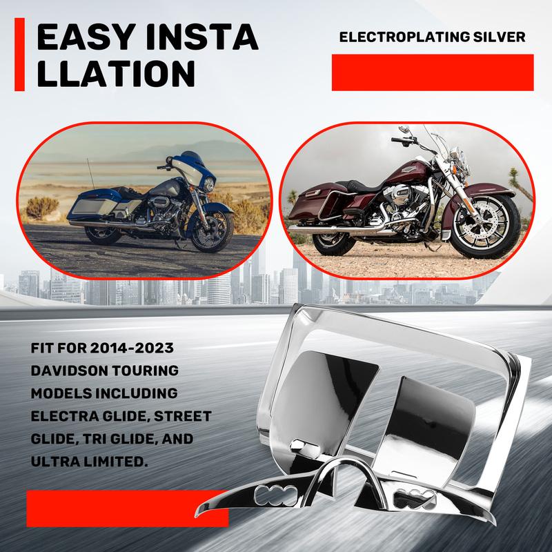 Reliable-Chrome Stereo Dash Panel Housing Kit Trim Cover For Switch Accent For Touring Glide Electra Street Glid Ultra 14