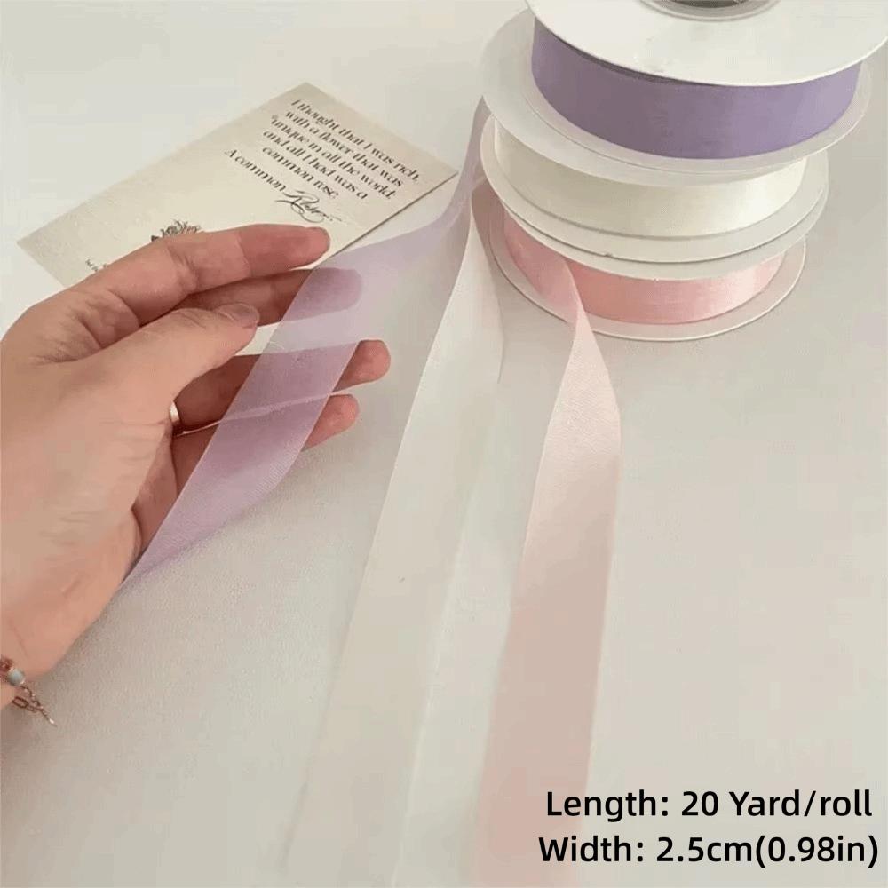 Translucent Chiffon Ribbons 2.5cm Width Hair Clip Ribbons New Festival Gift Box Packing Ribbons