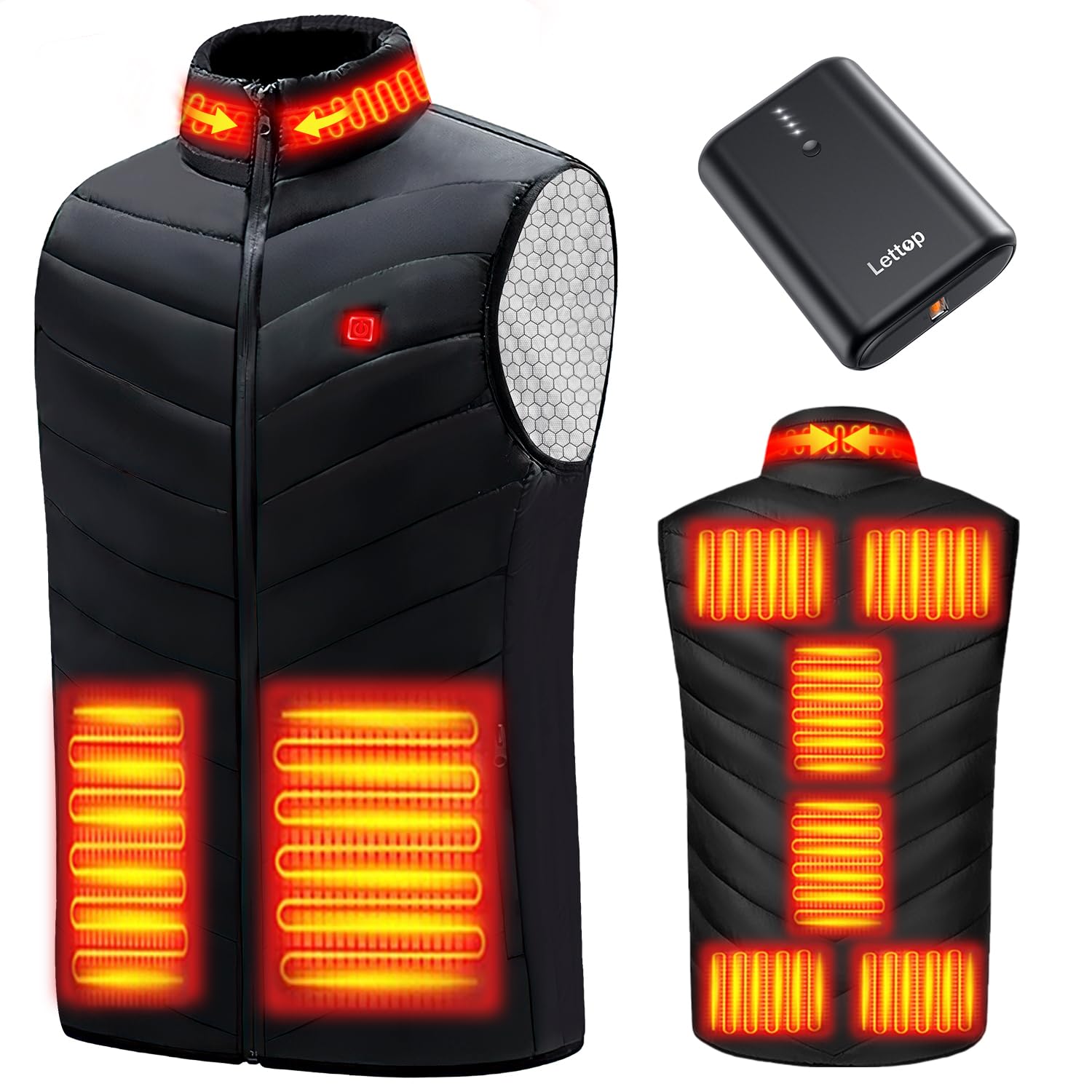 

Tanoka Электрический жилет с подогревом с мобильным телефоном Сделано в Японии с 3 температурными режимами USB Куртка с подогревом для холодной погоды для и работы на открытом воздухе Телефон, Нагреватель, чёрный