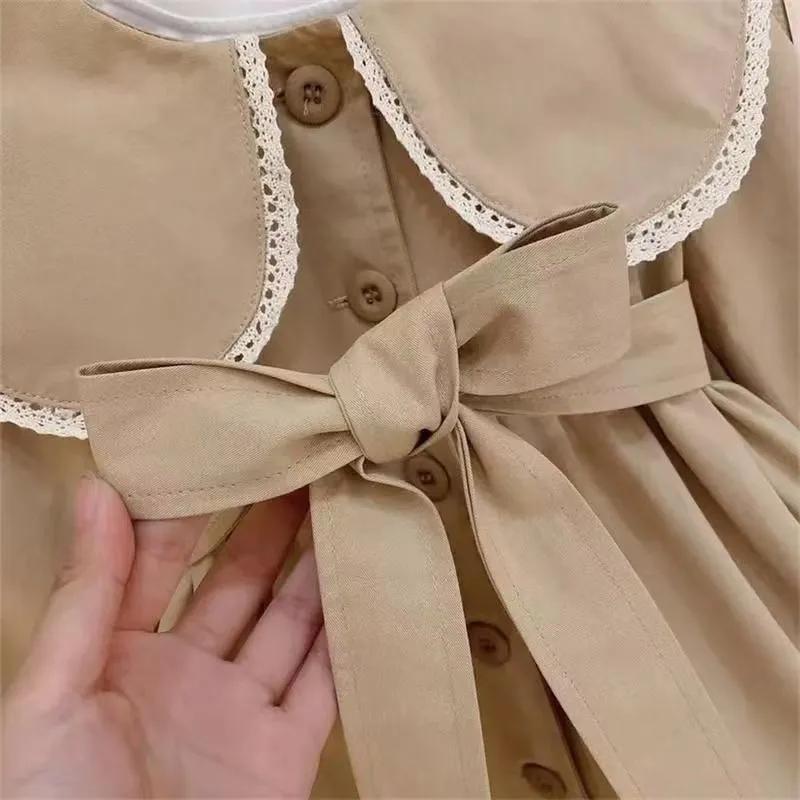 Girls Fashion Cute Long Trench Jacket Children Baby Windbreaker Daily Coat Turndown Collar Outerwear Infant Casual Clothing