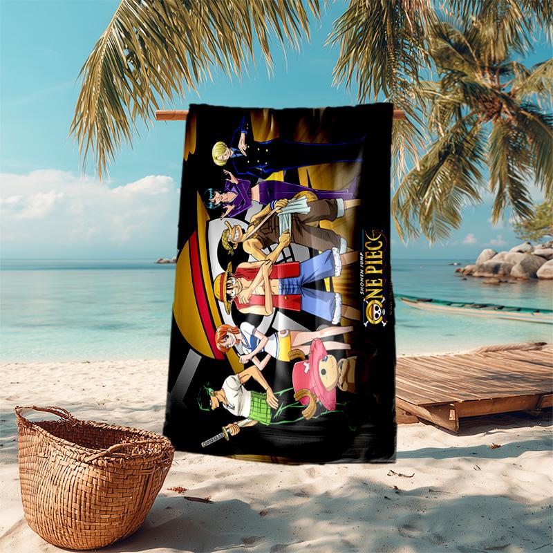 Classic Japanese element cartoon ONE PIECE Monkey D. Luffy beach towel outdoor camping vacation swimming beach towel outdoor absorbent bath towel Y6