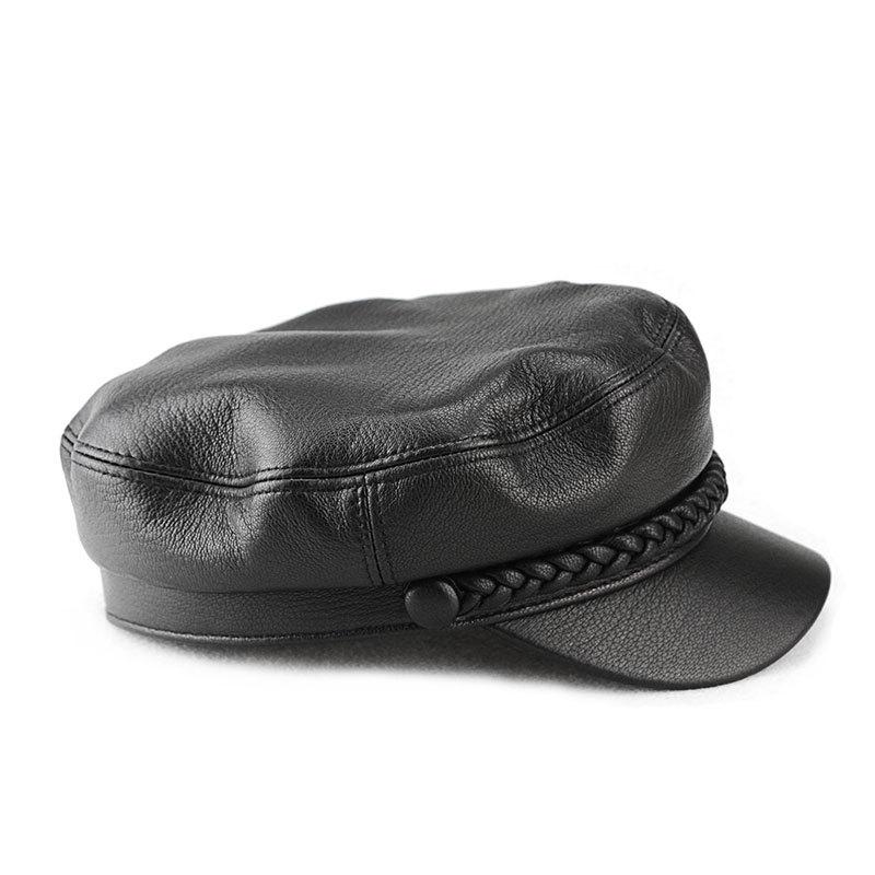 Unisex Fashion Sheepskin Leather Flat Top Duckbill Cap for Fall/Winter