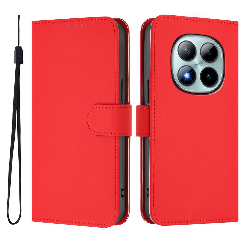 For Xiaomi Redmi Note 15 Pro+ 5G Case Solid Color Wallet Leather Phone Cover with Strap