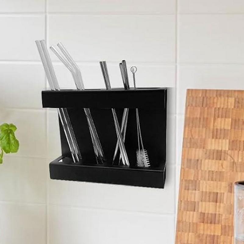 Straw Organizer for Cabinet Straw Kitchen Dispenser with Draining Chopstick Organization storage Rack for Home Hotel