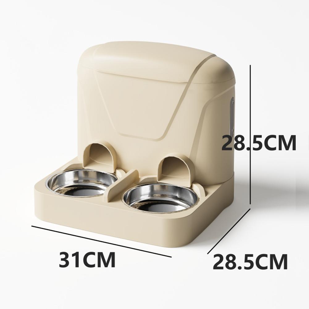 Automatic Cat Feeders With Storage Container, Dog Food Dispenser, Pets Food Double Bowl, Stainless Steel Feeding Dish Station