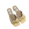 Fashion Slope Heel One-word Sandals Women's Summer New Bow Thick Heel Medium Heel Gentle with Skirt Slippers