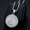 European and American Hip-hop Jewelry, Gold-plated Diamond-encrusted Round Brand Cross Pendant Necklace Personalized Party Wear Accessories