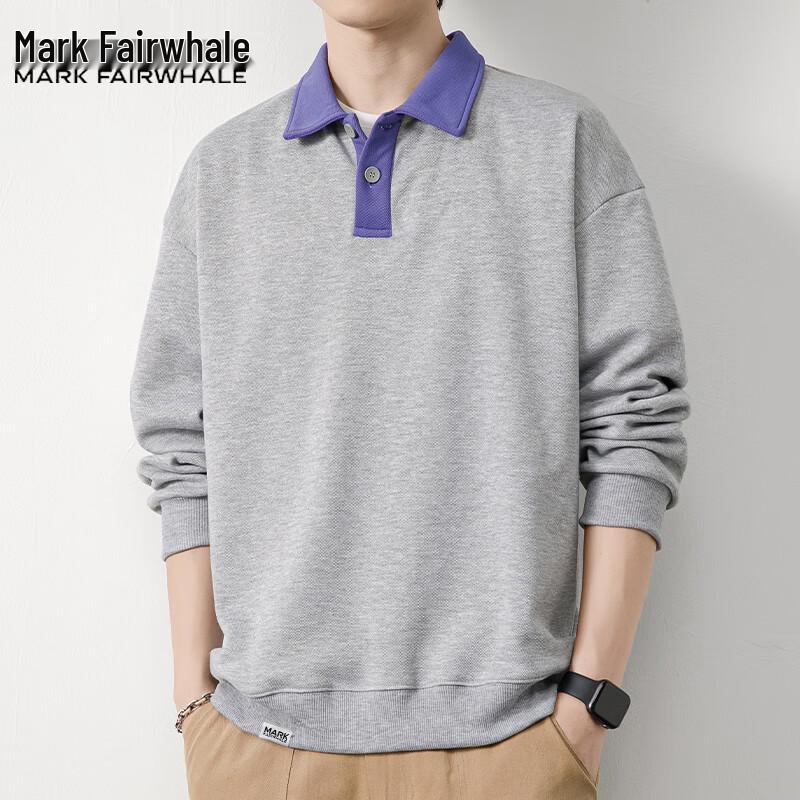 Mark Fairwhale Men's Collared Long Sleeve Pullover Sweatshirt