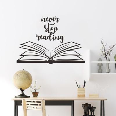Hören Sie nie auf zu lesen, drucken Sie Wandaufkleber für Klassenzimmer und Studium, Dekorationszubehör