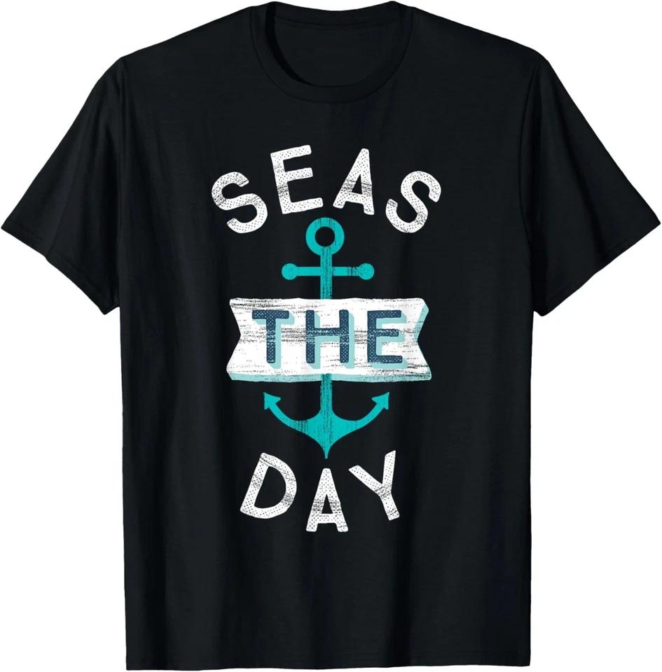 Funny Cruise Shirt Saying Seas Day Teal Nautical Anchor T-Shirt 2XL