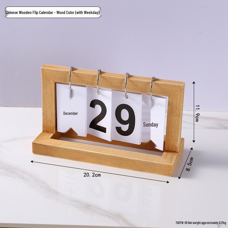 Creative Wooden Flip-Page Perpetual Desktop Calendar – INS Style, Simple Disassembly, Ideal for Office Decor.