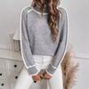 Cozy Fall and Winter Fashion Women's Elegant Knitted Thick Warm Hoodie Color Blocked Half High Collar Versatile Striped Sweater Jumper