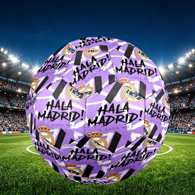 Real Madrid Print Size 5 Soccer Ball, PU Wear Resistant Football for Match Training and Daily Practice, Birthday Gift for Soccer Fans
