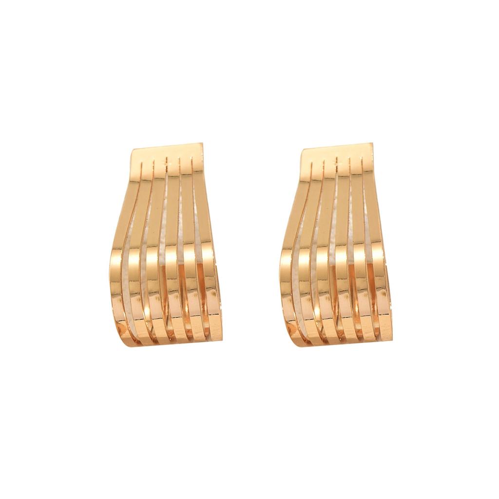 Women's Earrings Geometric Curved Metal Electroplated Design Stud Earrings Versatile Ear Accessories