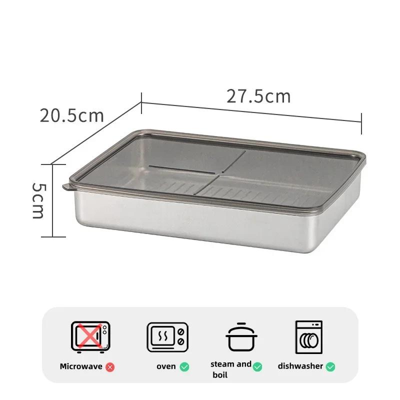 Refrigerator Organizer Stainless Steel Meat Bacon Container Fridge Organizer Food Storage Container Freezer kitchen Organizer