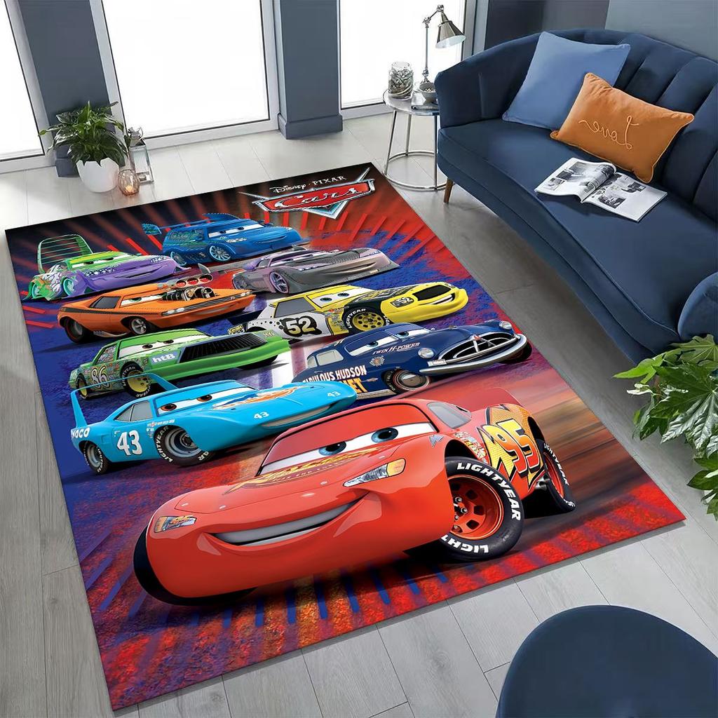 3D Lightning McQueen Cars Cartoon Rug for Bedroom Living Room Sofa Home Doormat Decor, Large Kids Play Non-slip Floor Mat Gift