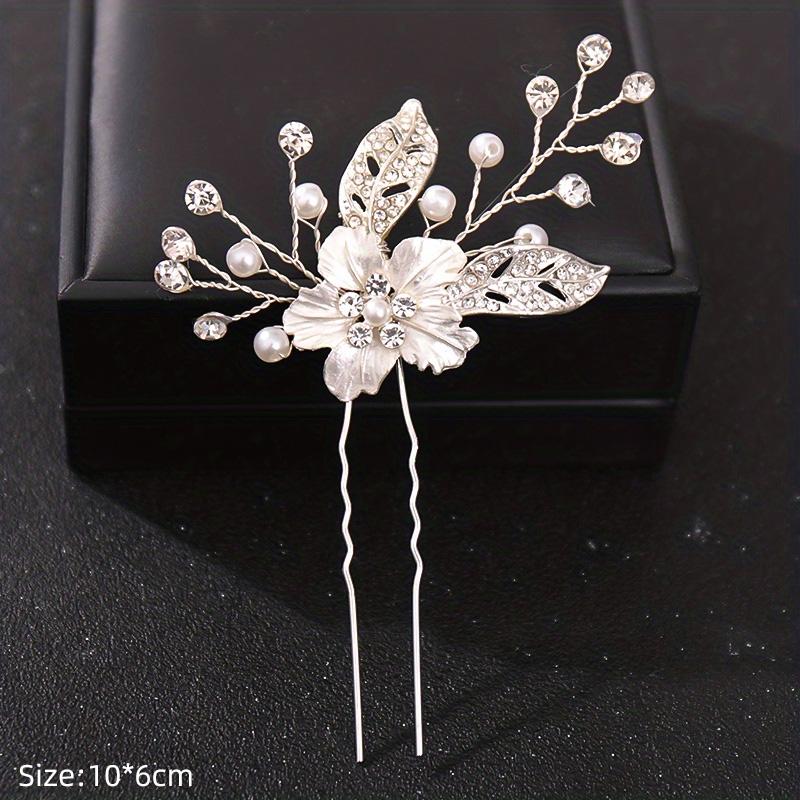 Fashion Crystal Pearl Rhinestone Hairpins Stick Hair Clip For Women Bridal Hair Accessories Party Wedding Hair Clips Jewelry