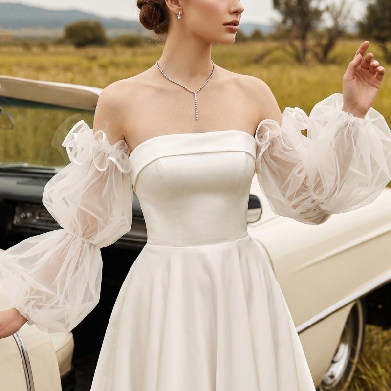 Bridal Arm Sleeves Flared Sheer Bishop Sleeve Design Perfect Pairing With Various Gowns