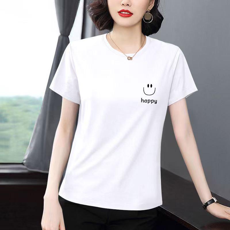 2026 Summer Women's Plus Size Short-Sleeve T-shirt, Versatile Age-Defying Round Neck Top.