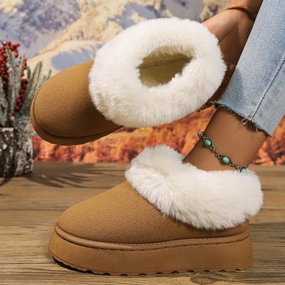 Fashion Winter Thicken Plush Warm Snow Boots for Women Plus Size 36-43 Non Slip Cotton Padded Shoes Woman Faux Fur Platform Ankle Boots