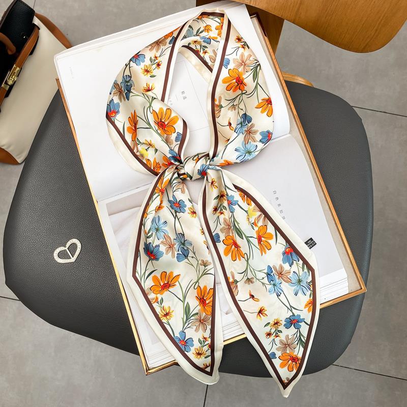 Luxury Long Silk Scarf Female Floarl Print Thin Narrow Scarf Bag Hair Band Ribbon Scarfs Women Neckerchief 15*150cm