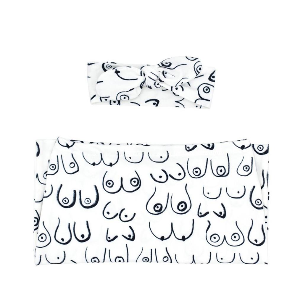 Newborn Baby Cocoons Sleeping Bag With Matching Knotted Bow Headband Swaddle