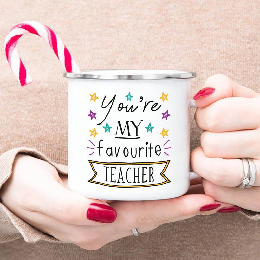 Du bist mein Lieblingslehrer Emailletasse Bestes Originelles und Lustiges Geschenk für Lehrer Weiße Tasse mit Henkel Kaffee Tee Emailletasse Wasser trinken