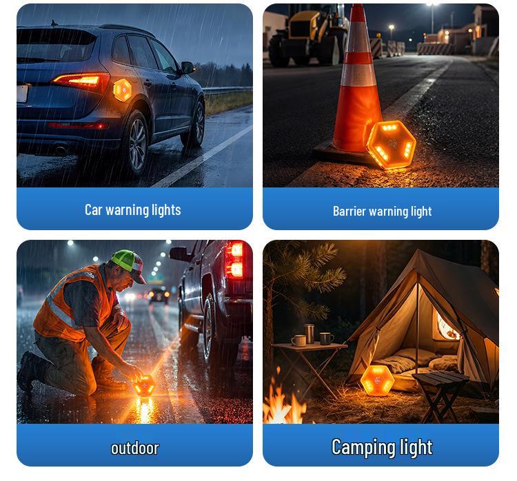 Rechargeable LED Road Flare Emergency Warning Light - 650mAh
