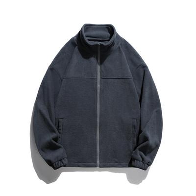 Men Autumn Winter Solid Color Jacket Coat Stand Collar Long Sleeve Zipper Placket Side Pockets Cardigan Coat Streetwear