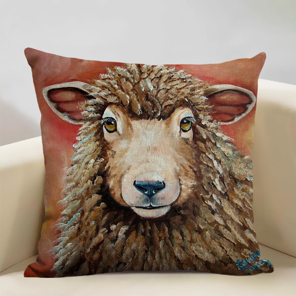Animal Cushion Cover Cattle and Sheep Bedroom Sofa In The Ranch Fashion Decorative Pillow 45x45cm Linen Pillow Car Accessories