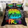 Love Is Love Duvet Cover Rainbow Bedding Collection Pride For Love Theme Romantic Comforter Cover Colorful Cartoon Car Bedspread Cover