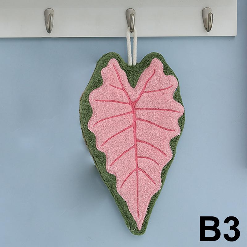 Leaf-Shaped Hanging Hand Towel Soft Coral Fleece Tea Towels Super Absorbent Bath & Kitchen Towel Decorative Towels Home Decor