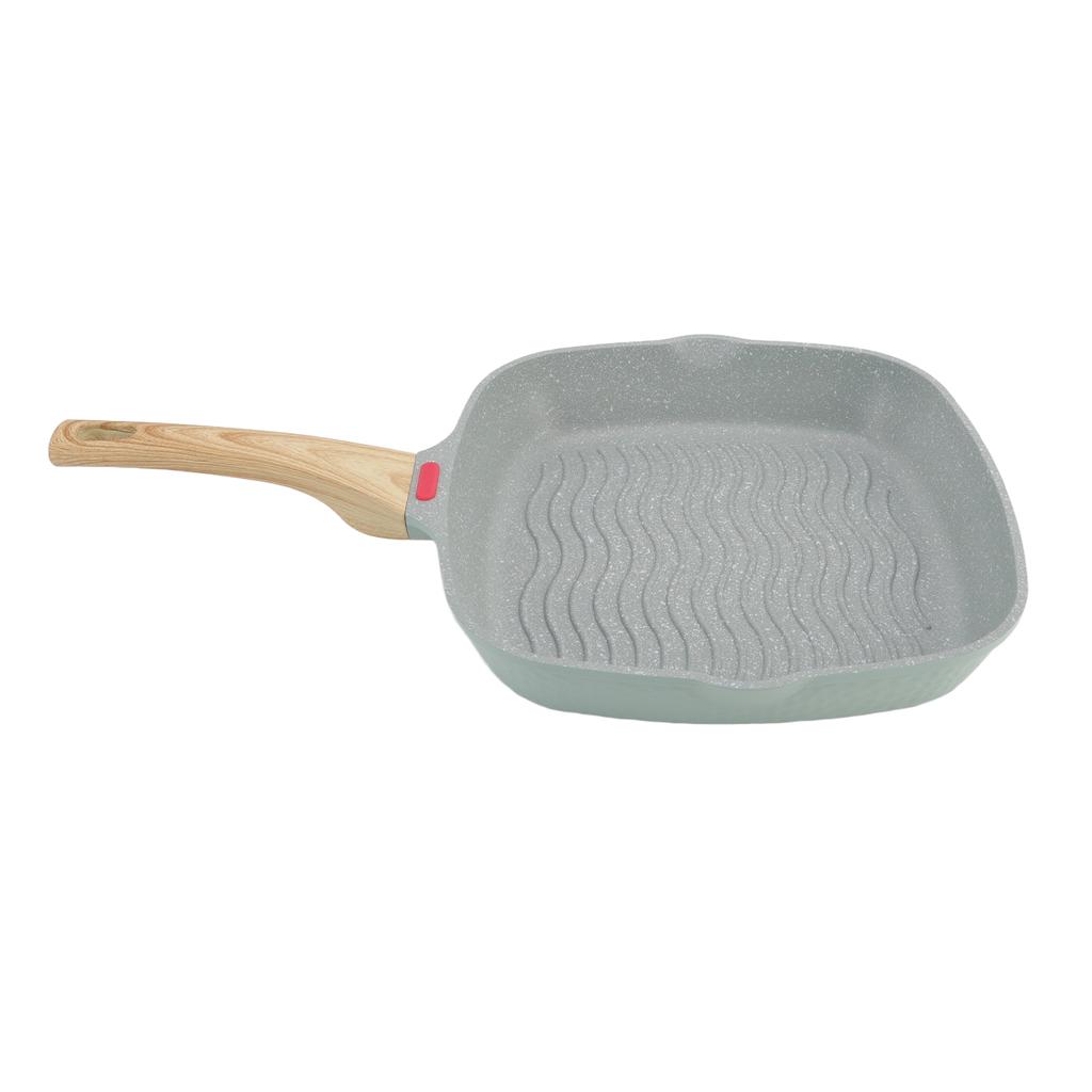 Patelnia Grillowa Stop Aluminium Plastikowy Uchwyt Szybkie Przewodzenie Duża Pojemność Patelnia Grillowa do Bekonu