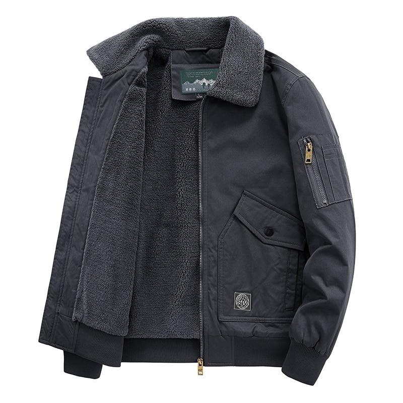 Giacca invernale da uomo in pile addensato caldo giacca casual da uomo cappotto in lana di agnello moda giacca a vento militare