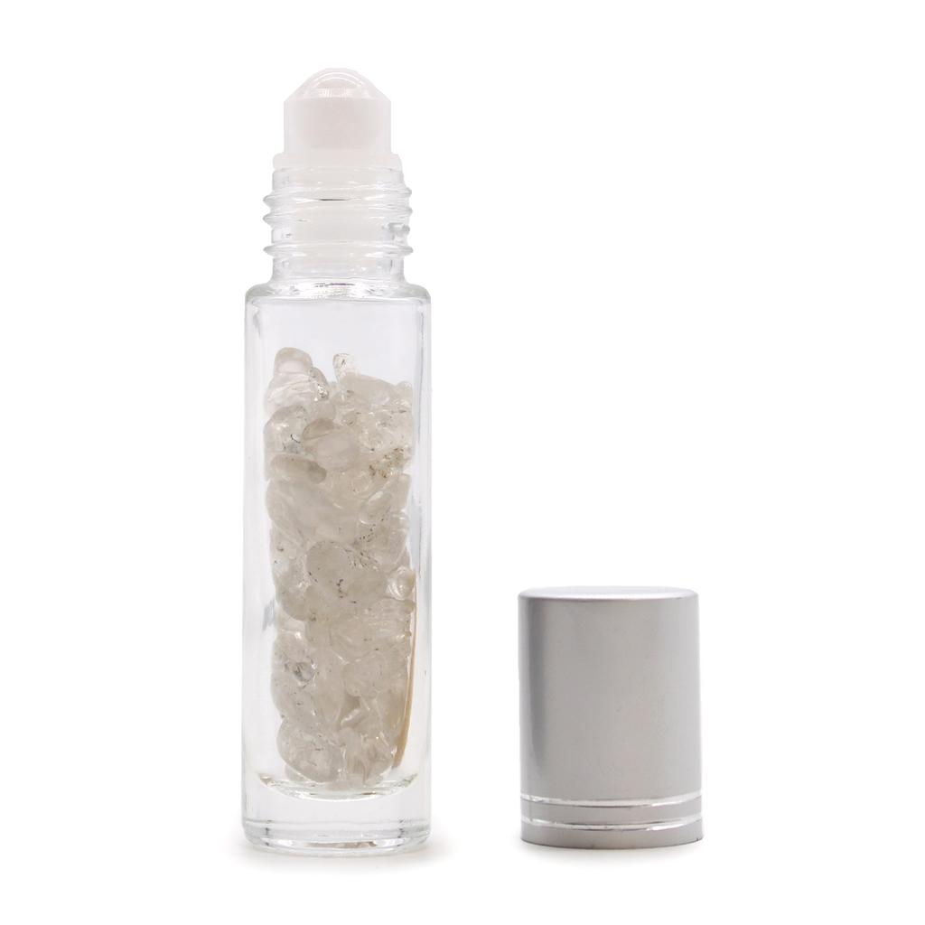 Essential Oil Roller Bottle Rock Quartz Silver Cap