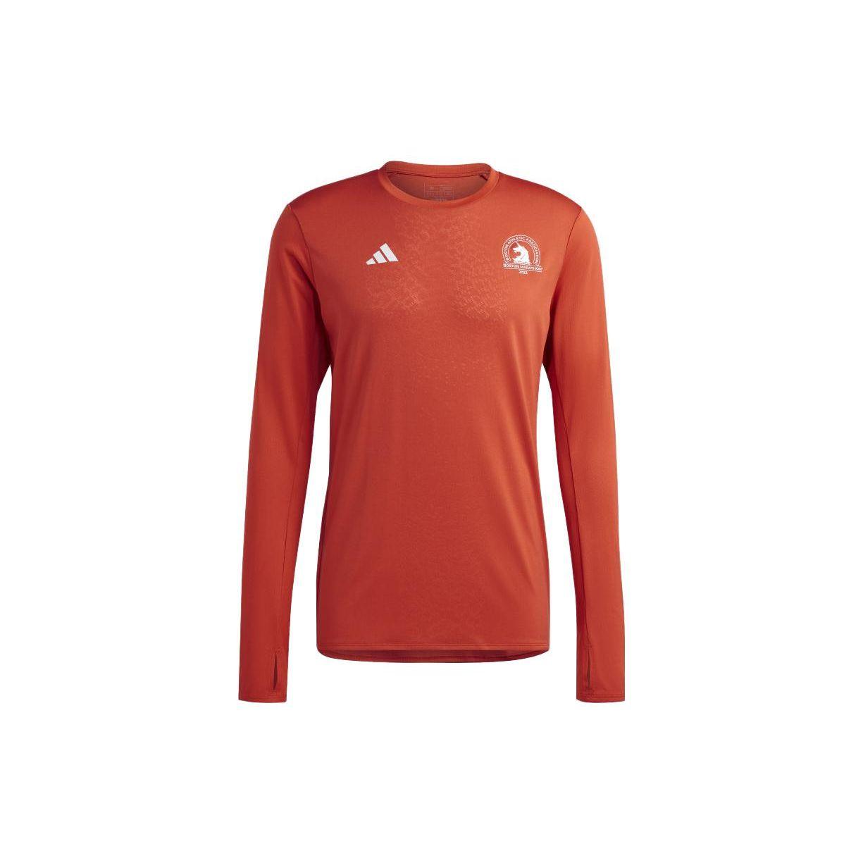 

Adidas Logo Print Long Sleeve T-Shirt Men Tops Orange HY0268 XL
