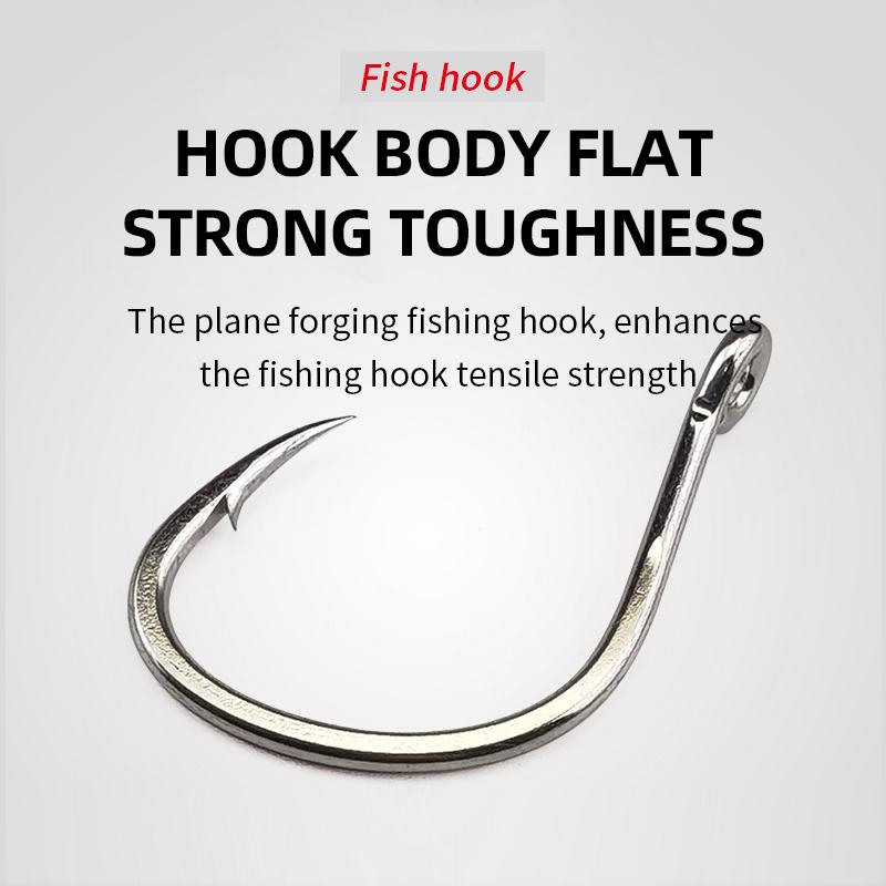 10Pcs Sets Tin-Plated Anti-Rust Jig Hooks with Eyelets High Carbon Steel Deep Sea Fishing Hooks