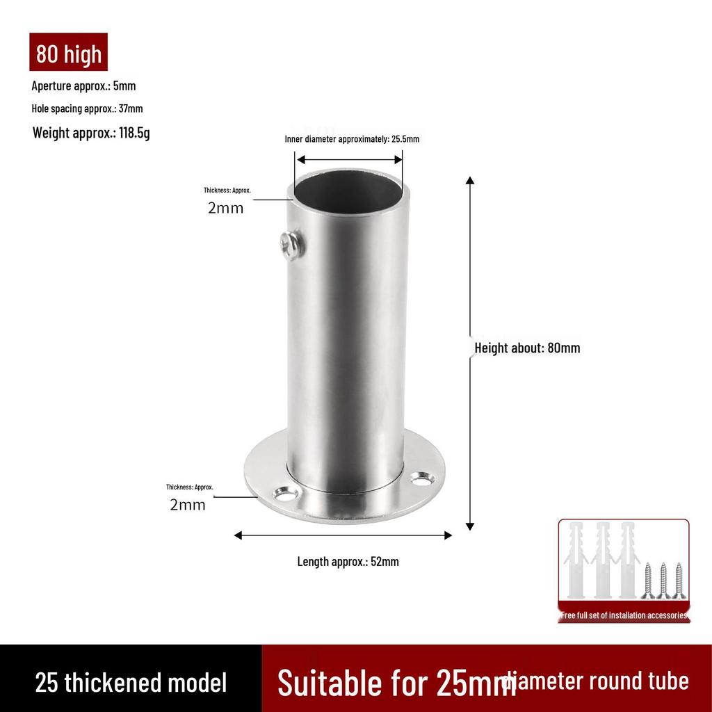 Stainless Steel Flange Base for Clothes Rods & Curtain Fixings