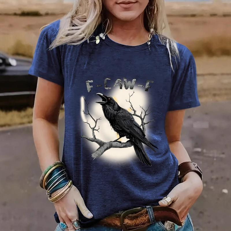 Women's Eagle Print Fashionable Loose Casual Short-sleeved Round-neck T-shirt