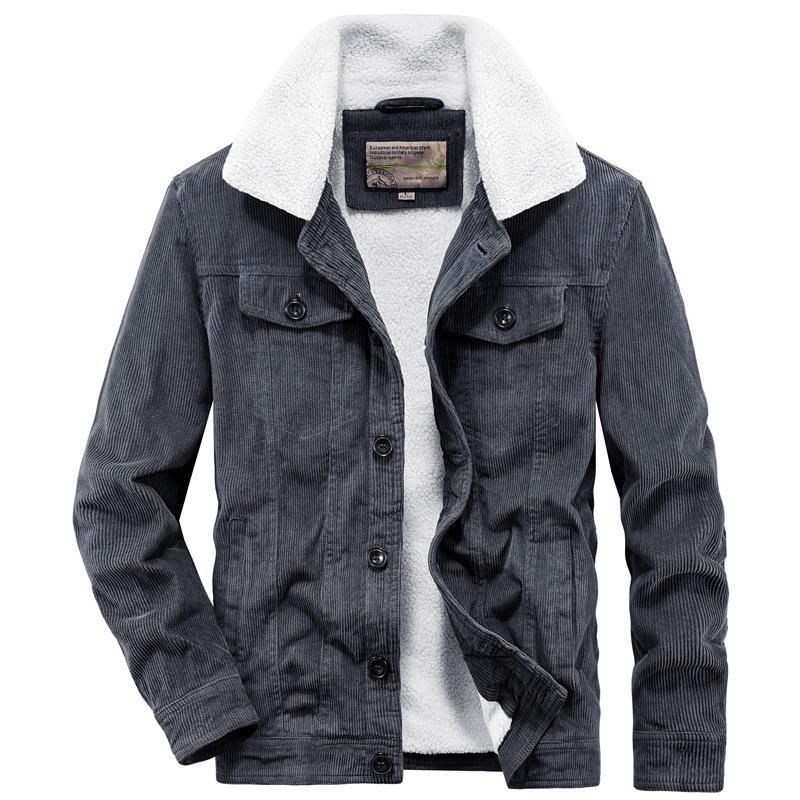 Thickened Lamb Wool Padded Jacket Men's Winter Lapel Collar Jacket Thermal Tooling Padded Jacket Men's