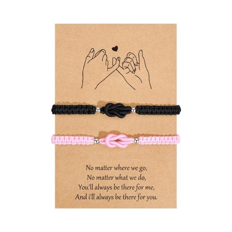 Elegant Matching Couple Bracelet With Adjustable Knot Braided Cord Handchain Jewelry Perfect For Anniversaries