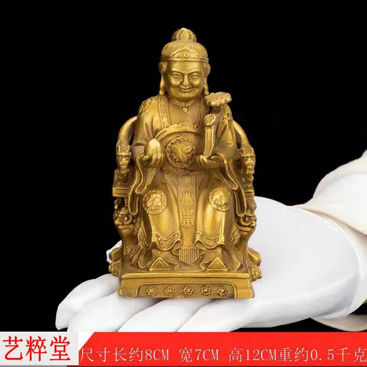 Brass And Earth Goddess Statues Pair Fortune God Buddha Home Office Large Gift