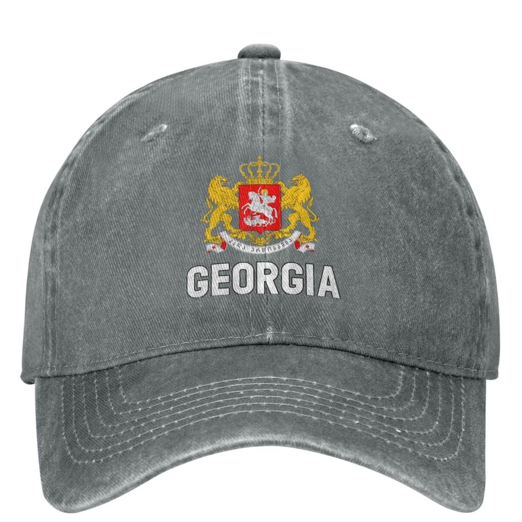 Georgia Gerb Sakartvelo Denim Baseball Cap Georgian Flag Kpop Rock Trucker Hat Men Women Y2k Retro Sun Visors Baseball Caps