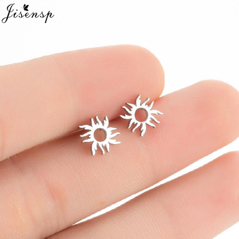 Ethnic Sun Totem Stud Earrings Personality Stainless Steel Heart Key Lock Arrow Earings for Women Geometric Jewelry Oorbellen