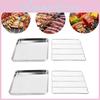 Stainless 4pcs Steel Baking Tray Rack Bbq Roaster Oven Cooling Rack Square Sheet