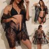 Damski koronkowy seksowny przezroczysty kardigan z koronką w dużych rozmiarach, luźny, narzutka na bikini