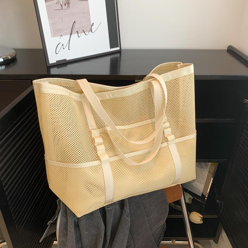 

New summer travel mesh storage bag swimming beach bag grid storage bag shopping handbag